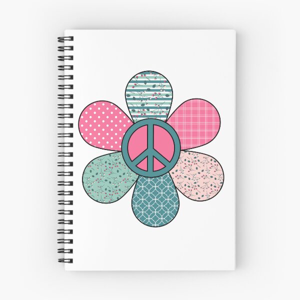 Item preview, Cool, hippy, groovy pink, peach, teal flower with peace sign; flower power, peace out designed and sold by Becky Hunter.