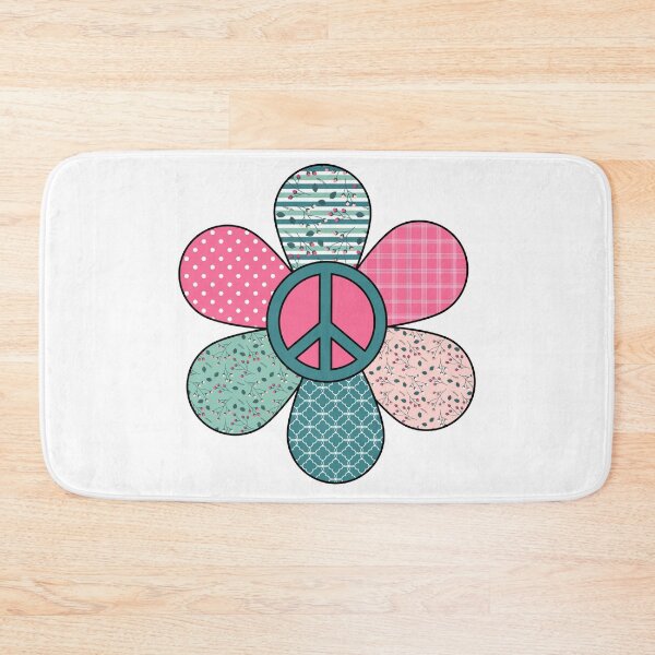 Item preview, Cool, hippy, groovy pink, peach, teal flower with peace sign; flower power, peace out designed and sold by Becky Hunter.