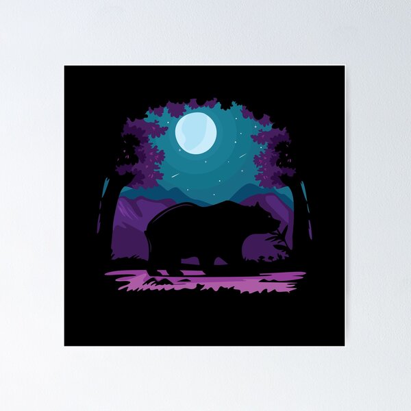 Item preview, Bear Full Moon Starry Night Forest Walking designed and sold by BakaOutfit.