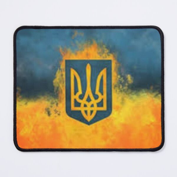 Item preview, Burning coat of arms of Ukraine on the background of colors of the Ukrainian ensign designed and sold by filon19931.