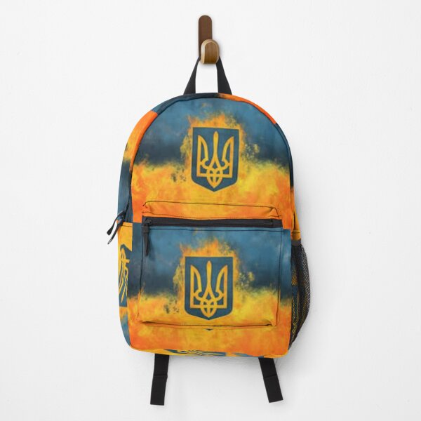 Item preview, Burning coat of arms of Ukraine on the background of colors of the Ukrainian ensign designed and sold by filon19931.