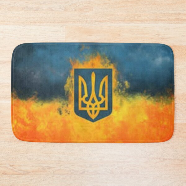 Item preview, Burning coat of arms of Ukraine on the background of colors of the Ukrainian ensign designed and sold by filon19931.
