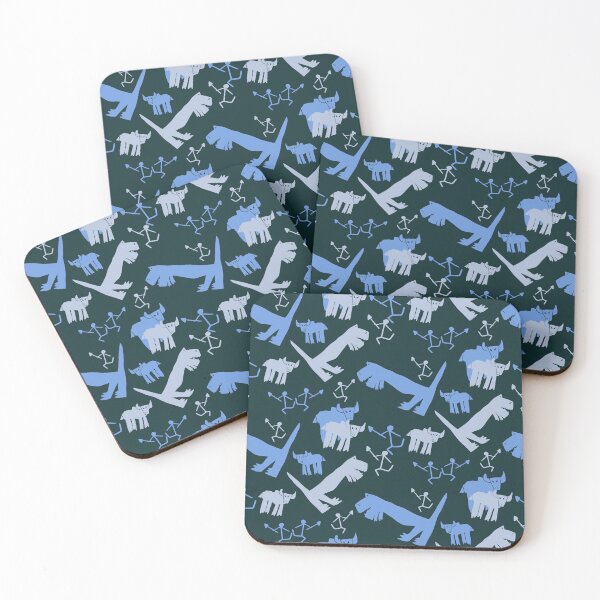 Item preview, Bisons, hunters and dinosaurs - Blues and Dark Background designed and sold by MaddaMom.