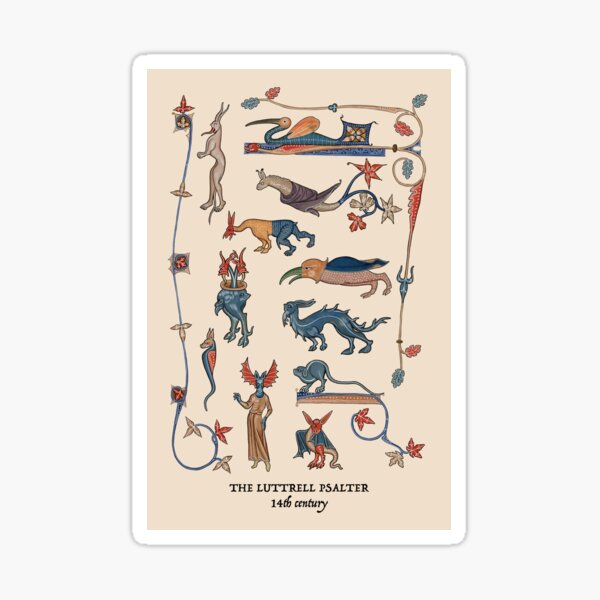 Vista previa del artículo con la obra «El Salterio Luttrell: Bestias», diseñado y vendido por ebrawne.