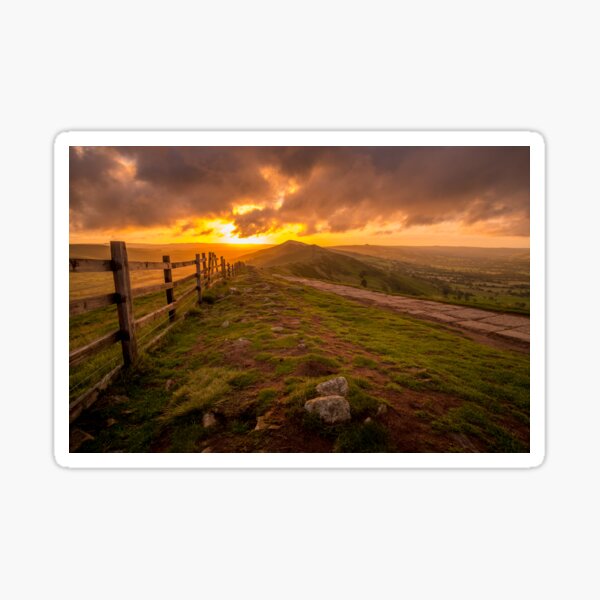The Great Ridge Sunrise, Mam Tor, Peak District Sticker