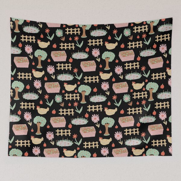Item preview, Cottage Farm Life Black background designed and sold by Lozzie Eliza Designs.