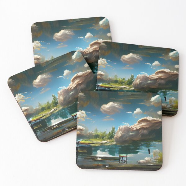 Item preview, Natural Landscape Beautiful River bank Crystal Water Oil Canvas High quality art designed and sold by CLoudyHermit.