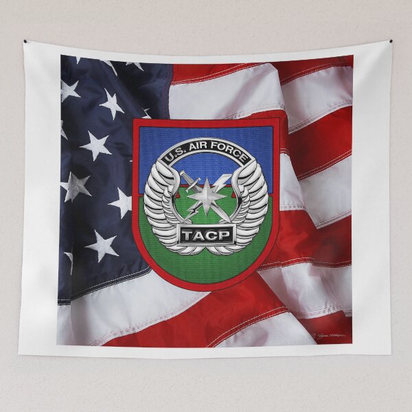 Item preview, Tactical Air Control Party - TACP Beret Flash With Crest over American Flag designed and sold by Serge Averbukh Art Studio.