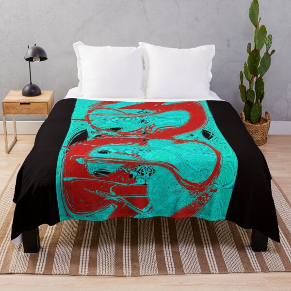 Abstract design in Red and Blue by Adelaide Artist Avril Thomas Throw Blanket