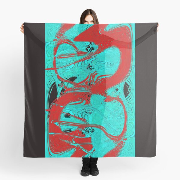 Abstract design in Red and Blue by Adelaide Artist Avril Thomas Scarf