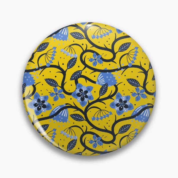 Item preview, Blue flowers pattern on yellow background classical scarf designed and sold by NellyShaul.