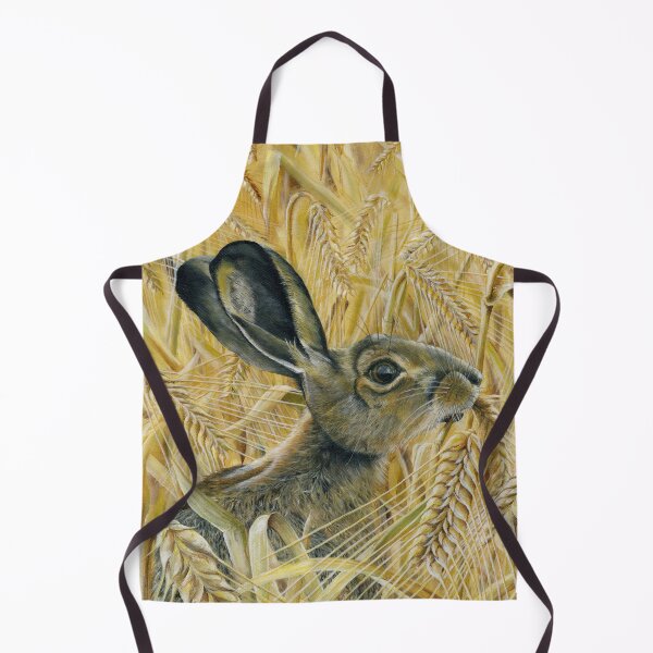 Item preview, Acrylic painting of a brown hare hiding in a barley field eating the ears of barley designed and sold by janesg.