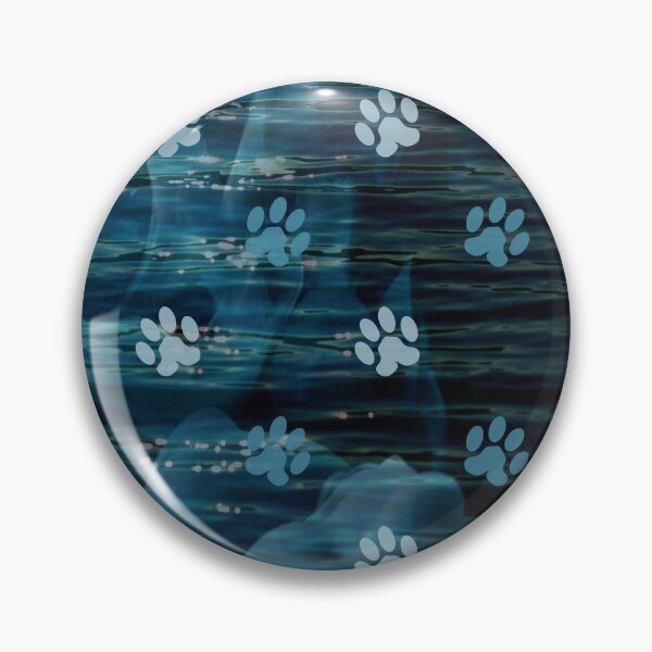 Item preview, dark blue ocean dog and cat pw print pattern designed and sold by Beeroclock.