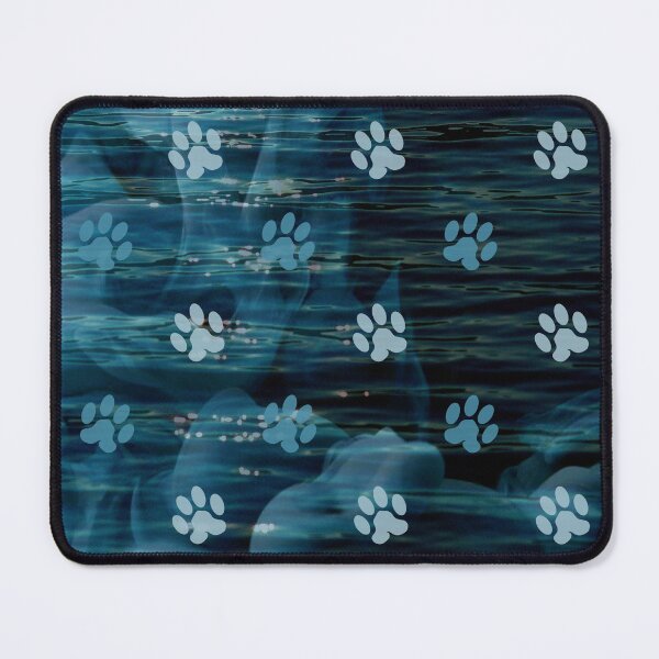Item preview, dark blue ocean dog and cat pw print pattern designed and sold by Beeroclock.