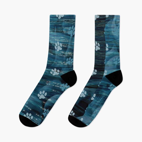Item preview, dark blue ocean dog and cat pw print pattern designed and sold by Beeroclock.