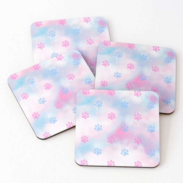 Item preview, pastel pink and blue cloud dog and cat print pattern designed and sold by Beeroclock.