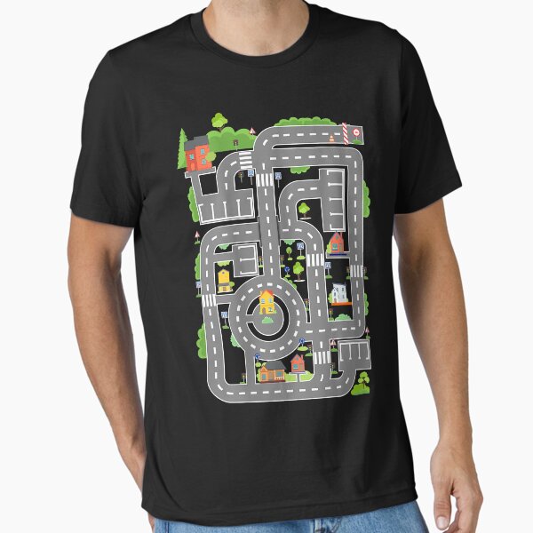 Aperçu de l'œuvre Jouer aux voitures sur le dos de papa T-shirt cadeau de famille de piste de course automobile créée et vendue par puppetatab.