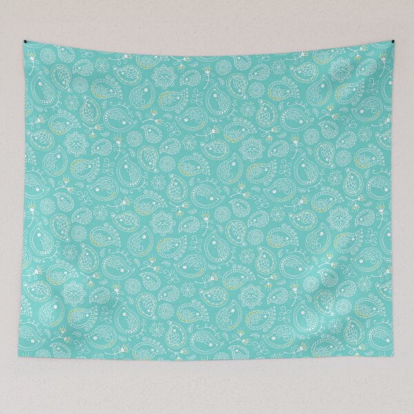 Item preview, Hedgehog Paisley_Cerulean designed and sold by miavaldez.