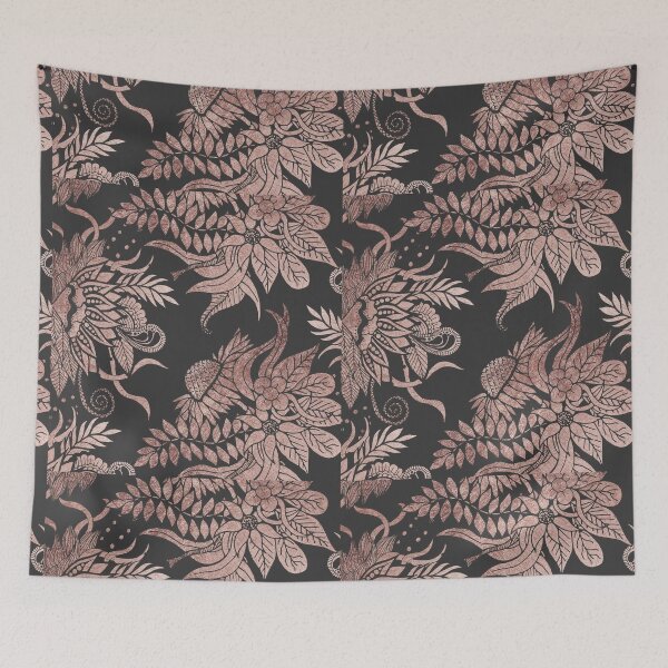 Item preview, Chic Rose Gold and Black Floral Drawings designed and sold by Blkstrawberry.