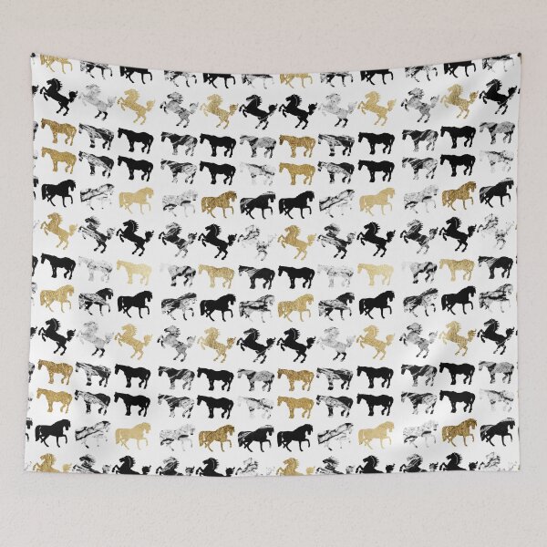 Item preview, Gold and Black and White Marble Modern Horses designed and sold by Blkstrawberry.