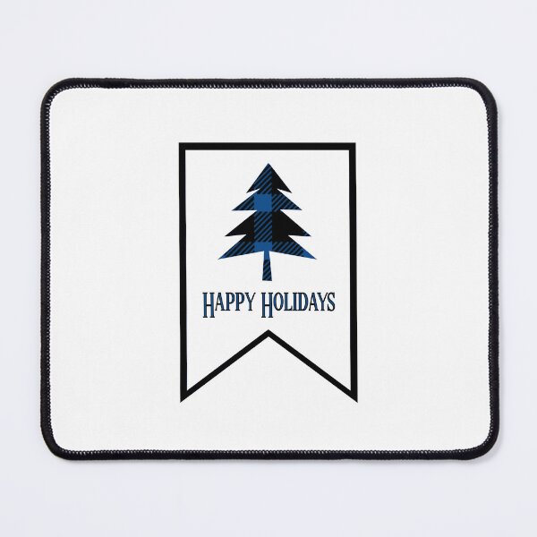 Item preview, Blue Plaid “Happy Holidays” Banner Flag designed and sold by PawsitiveMum.