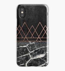 Elegant Rose Gold Triangles & Black & White Marble iPhone Case