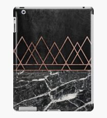 Elegante Rose Gold Dreiecke & Black & White Marmor iPad-Hülle & Klebefolie