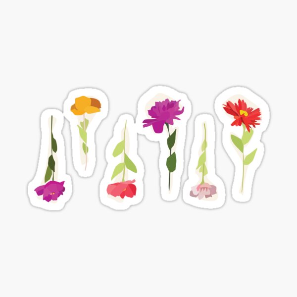 DesignerMim's Bright Imaginary Flowers Pattern (Cream) Sticker