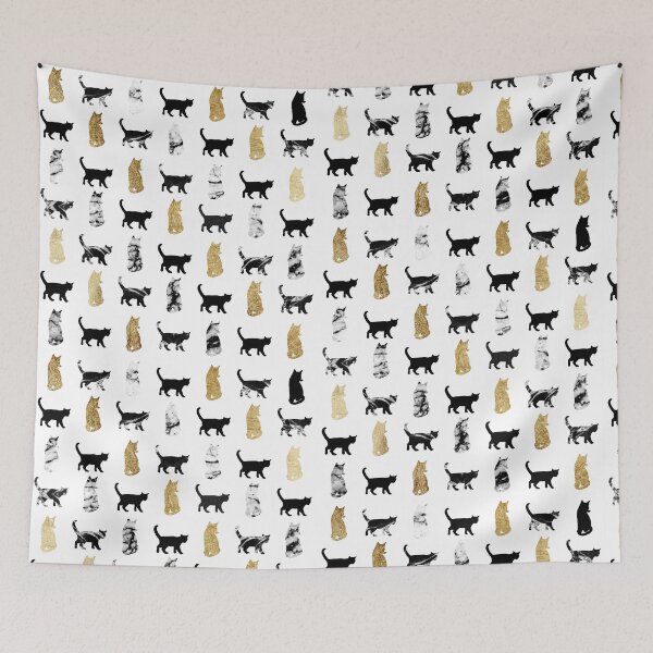 Item preview, Kitty Cats in Gold and Black and White Marble designed and sold by Blkstrawberry.