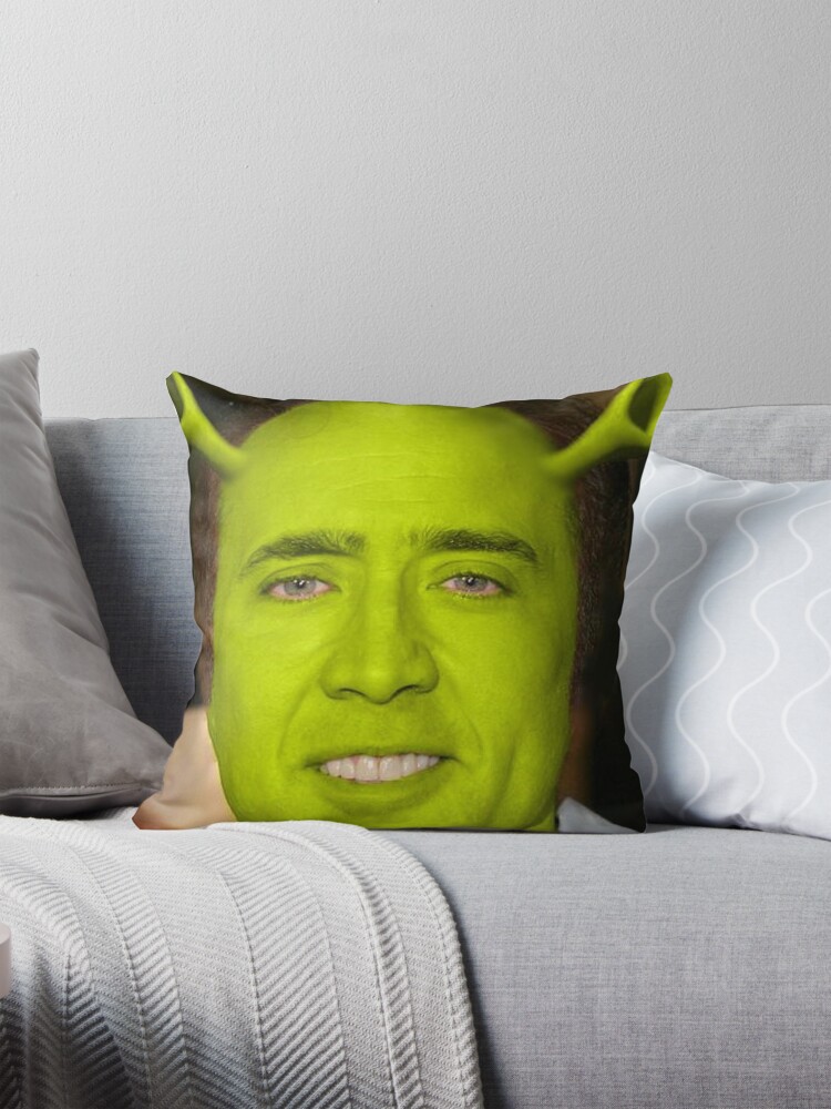 Nicolas Cage Shrek Pillow for Sale by Lutubert Redbubble