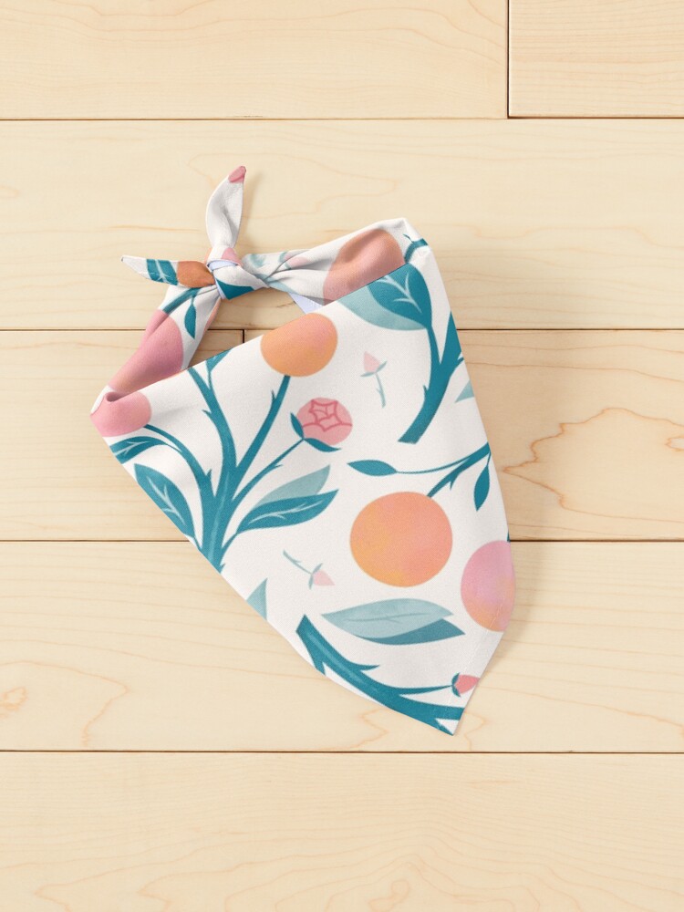 Thumbnail 2 of 6, Pet Bandana, Peaches and Peony Buds designed and sold by Carly Watts.