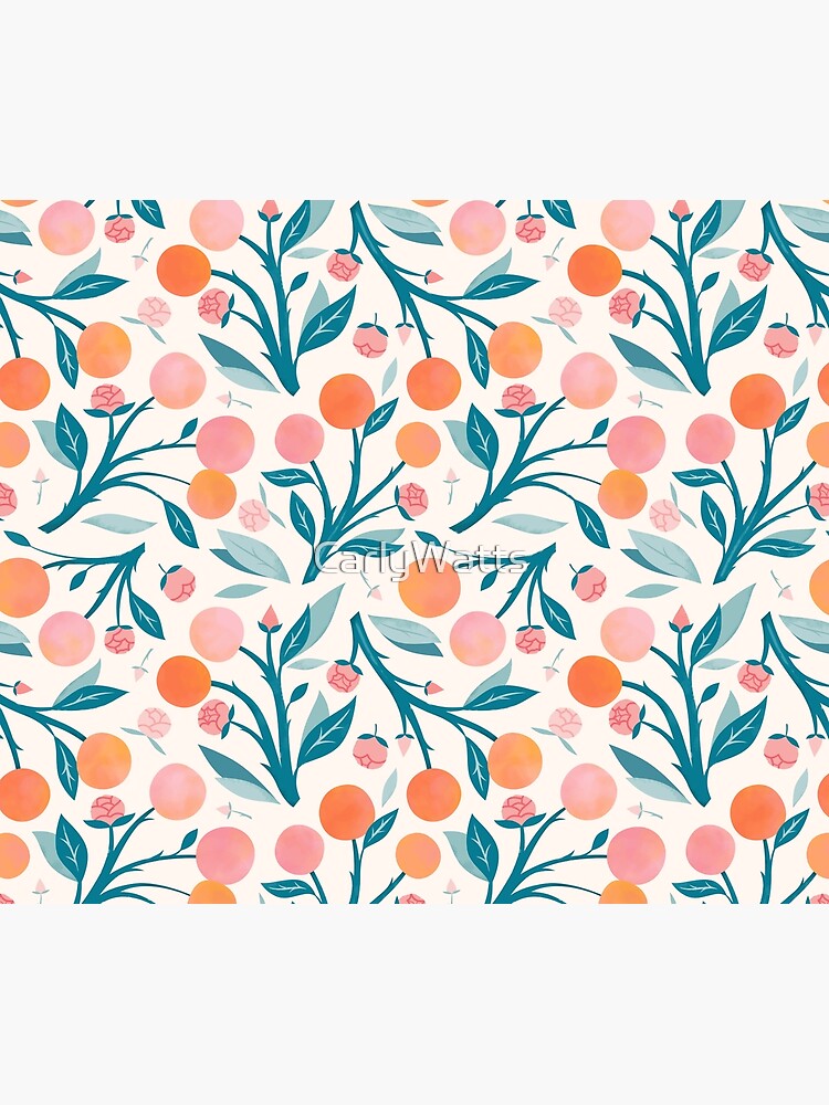 Thumbnail 6 of 6, Pet Blanket, Peaches and Peony Buds designed and sold by Carly Watts.