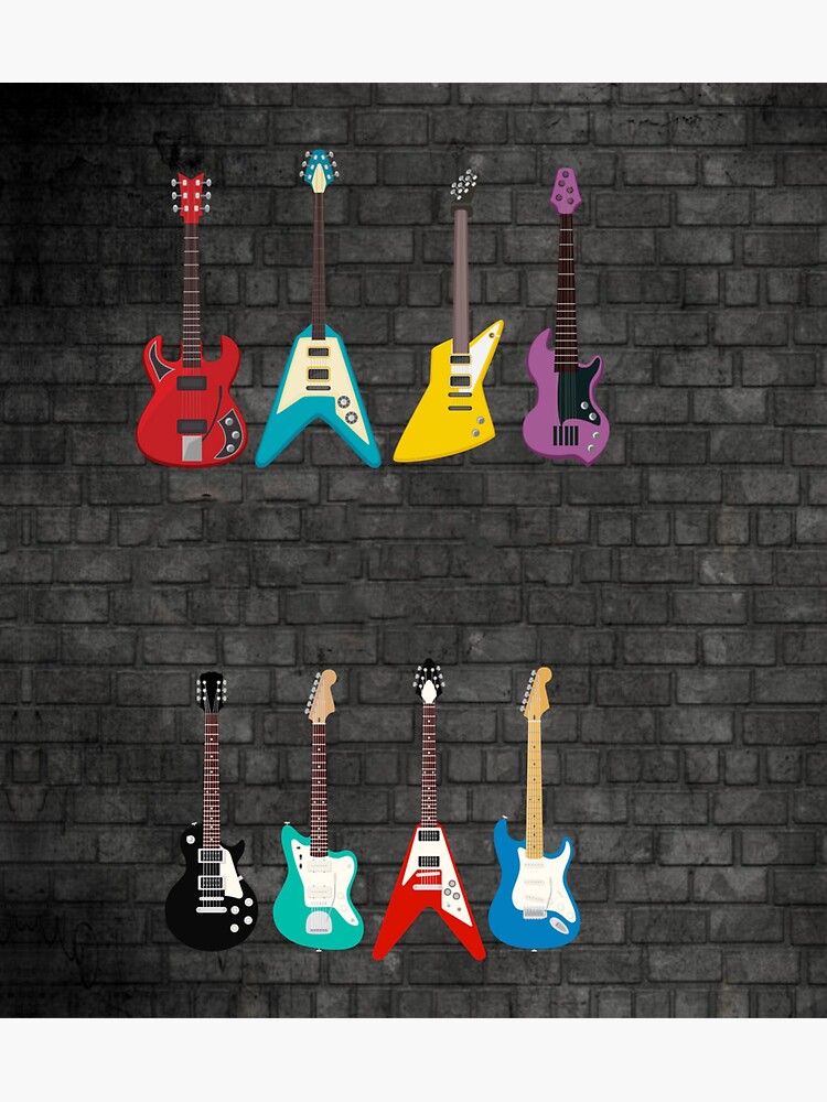 "Guitar Typo Electric Guitar Important Choices Black" Sticker by