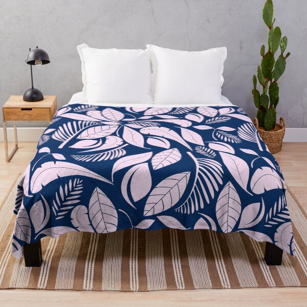 Item preview, Pale Pink Leaves on Dark Blue designed and sold by humnoo.