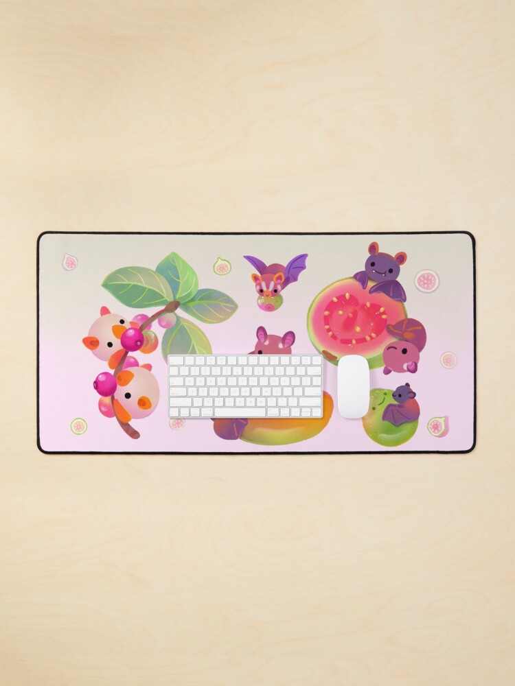 Thumbnail 1 of 5, Mouse Pad, Fruit and bat - pastel designed and sold by pikaole.