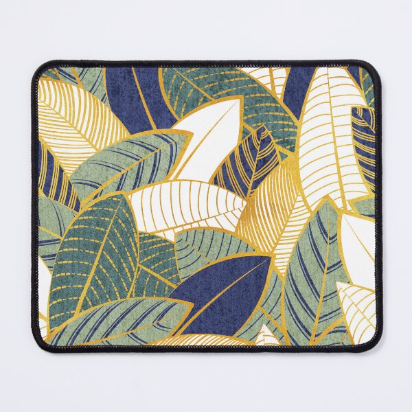 Item preview, Leaf wall // navy blue pine and sage green leaves golden lines designed and sold by SelmaCardoso.
