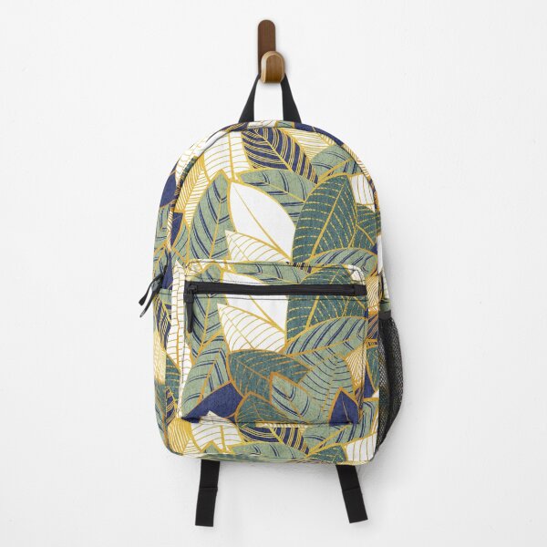 Item preview, Leaf wall // navy blue pine and sage green leaves golden lines designed and sold by SelmaCardoso.