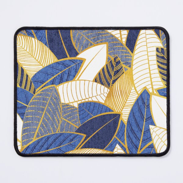 Item preview, Leaf wall // navy royal and pale blue leaves golden lines designed and sold by SelmaCardoso.