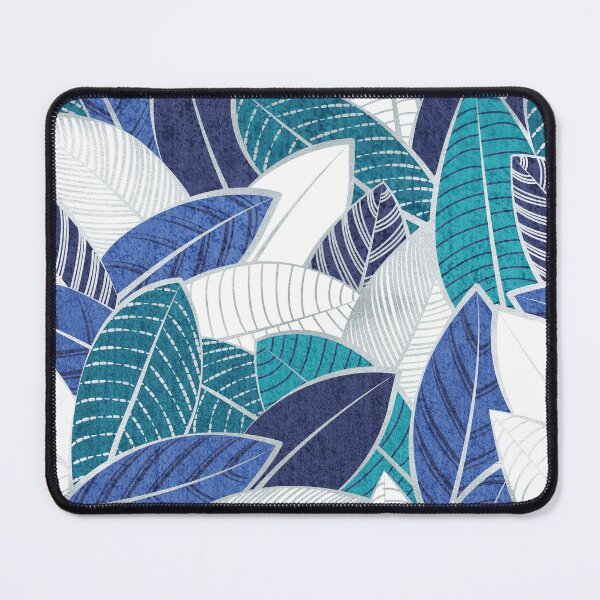 Item preview, Leaf wall // navy blue royal blue and teal leaves silver lines designed and sold by SelmaCardoso.