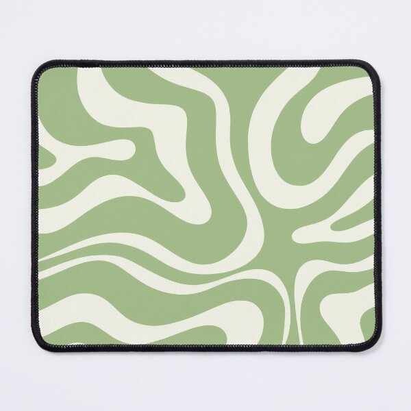 Liquid Swirl Retro Contemporary Abstract in Sage Green and Nearly White  Mouse Pad for Sale by kierkegaard