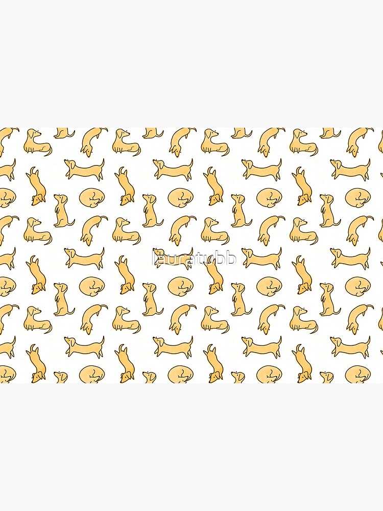 Disover Miniature Dachshund / Sausage Dog Illustrated Yellow Pattern Bath Mat