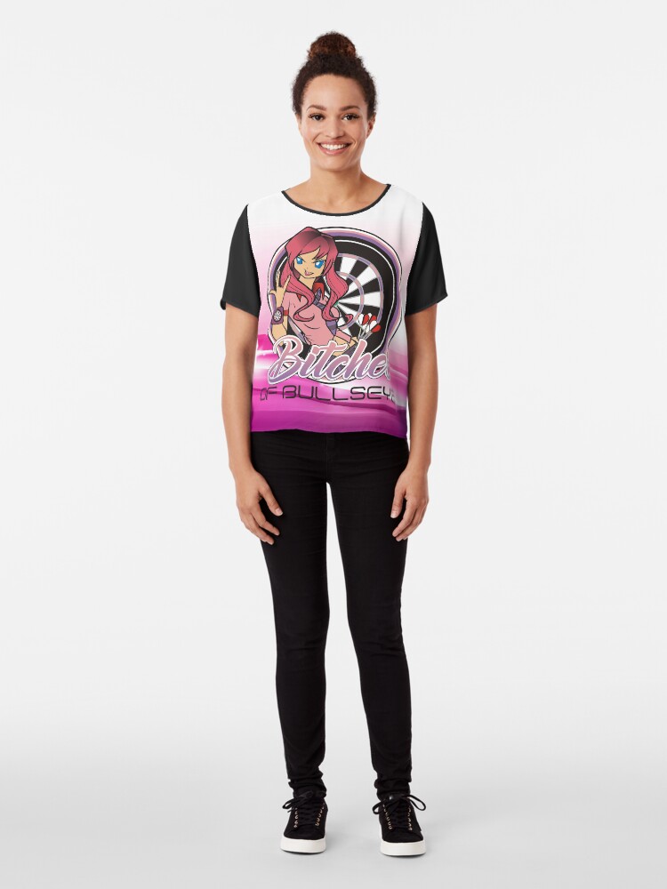 Alternate view of Beaches of Bullseye Darts Team Chiffon Top