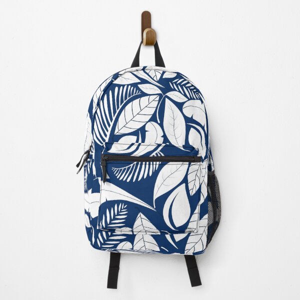 Item preview, White Leaves on Blue - Scandi Style Leaf Pattern designed and sold by humnoo.
