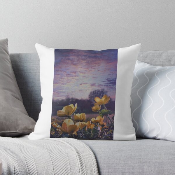 Buttercups at twilight Throw Pillow