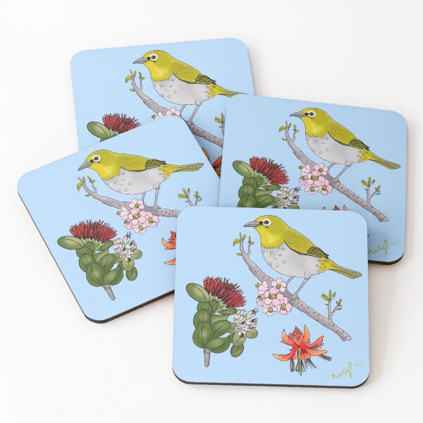 Item preview, Japanese white eye bird blue designed and sold by Naty Design Prague.