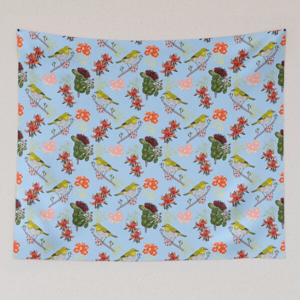 Item preview, Japanese white eye bird blue designed and sold by Naty Design Prague.
