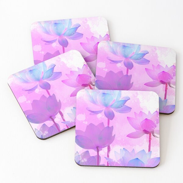 Item preview, Pink and blue lotus flower pattern designed and sold by weilertsen.