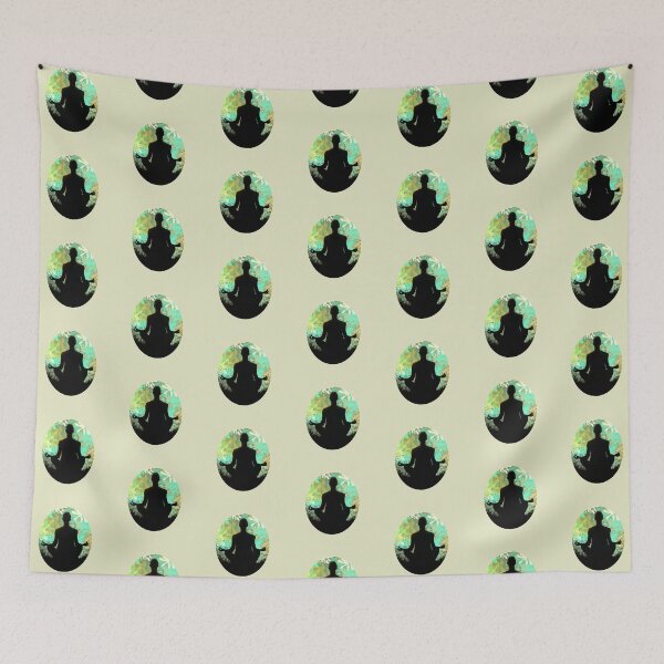 Item preview, Spiritual Meditation Pose Green Leaves Abstract designed and sold by AMSonArt.
