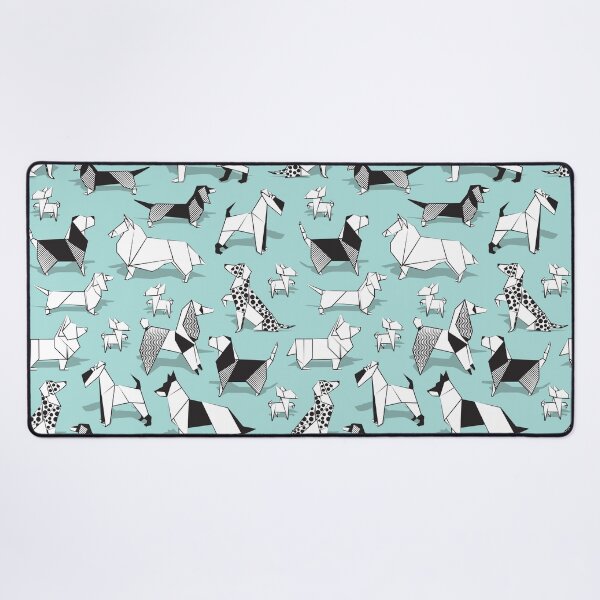 Item preview, Origami doggie friends // aqua background paper Chihuahuas Dachshunds Corgis Beagles German Shepherds Collies Poodles Terriers Dalmatians designed and sold by SelmaCardoso.