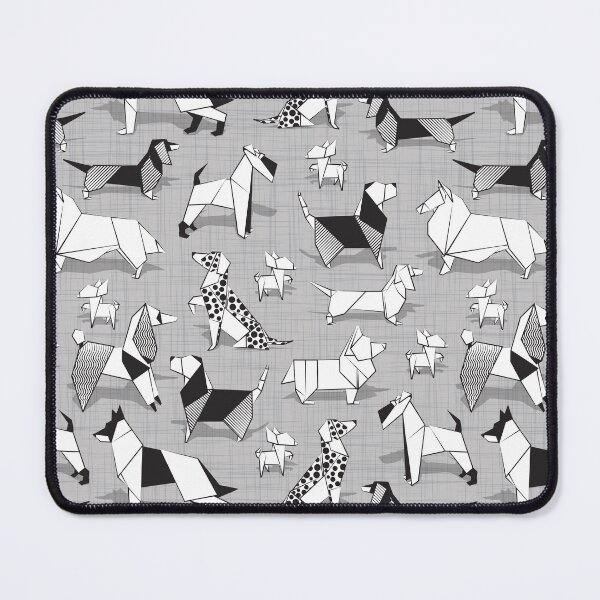 Item preview, Origami doggie friends // grey linen texture background coloring paper Chihuahuas Dachshunds Corgis Beagles German Shepherds Collies Poodles Terriers Dalmatians designed and sold by SelmaCardoso.